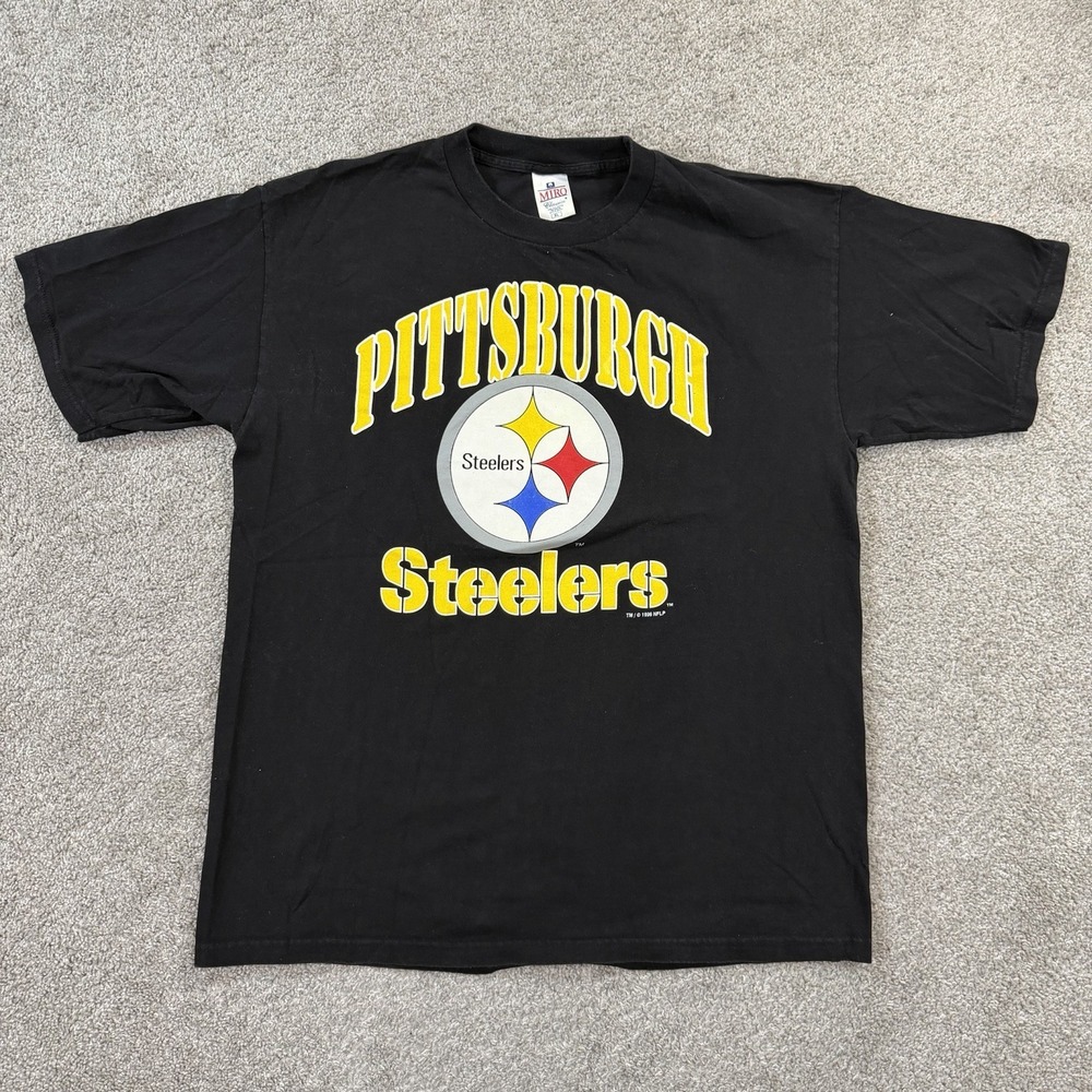 Pittsburgh Steelers Bettis Graphic T‎ Shirt XL Black Vintage 1996 NFL Team Logo